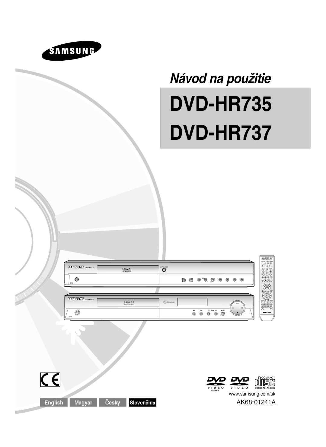 Samsung DVD-HR737/XEH, DVD-HR735/XEH manual DVD-HR735 DVD-HR737 