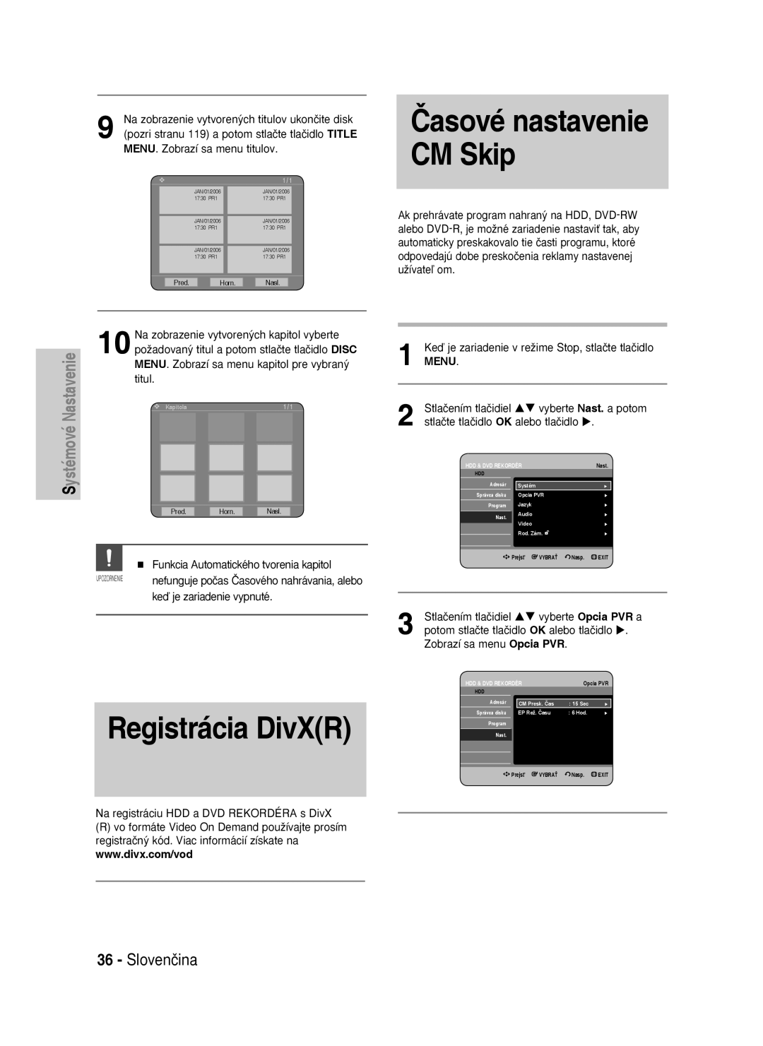 Samsung DVD-HR735/XEH, DVD-HR737/XEH manual Registrácia DivXR 