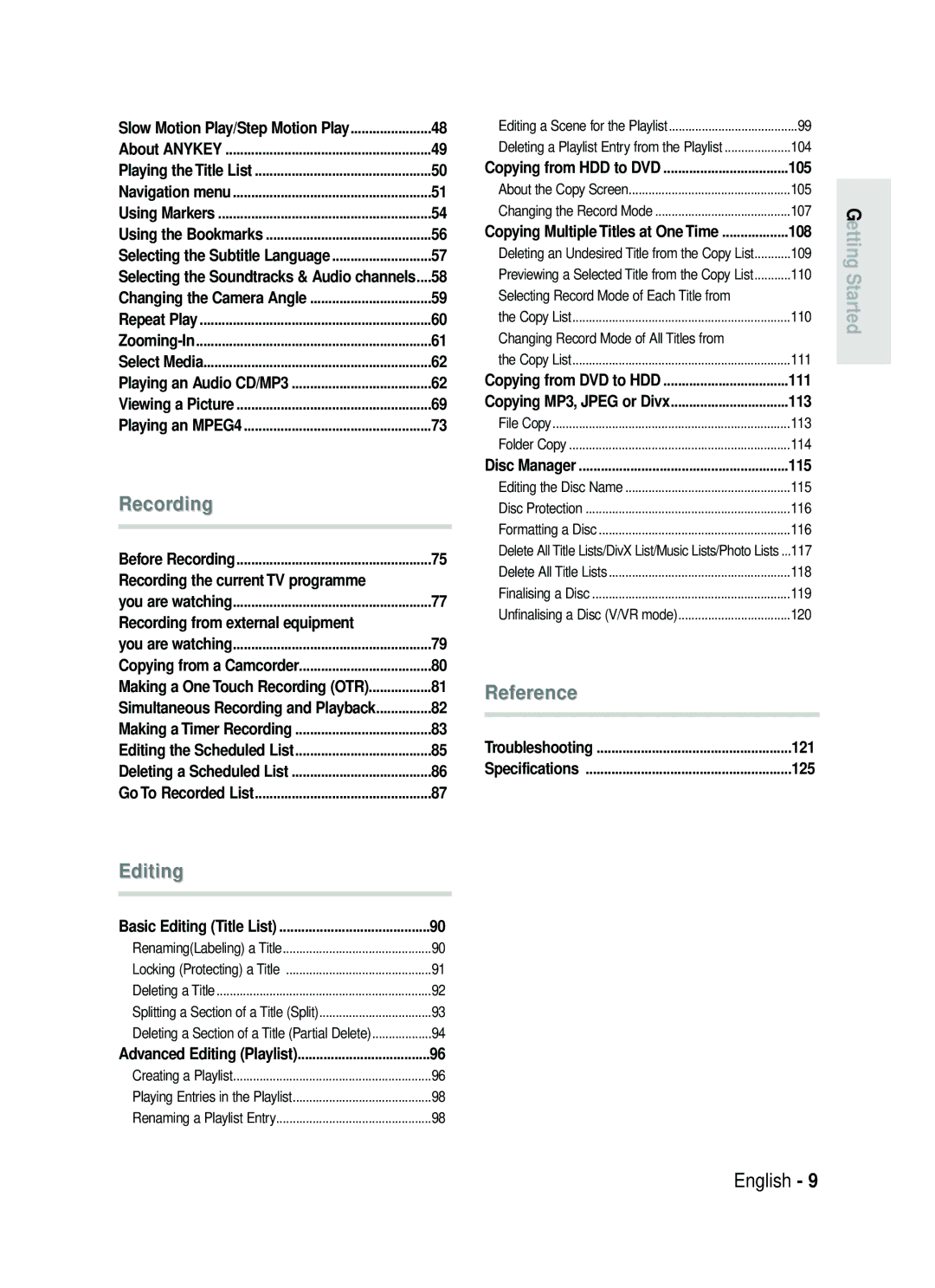 Samsung DVD-HR735/XEH, DVD-HR737/XEH manual Recording the current TV programme, Recording from external equipment, 125 