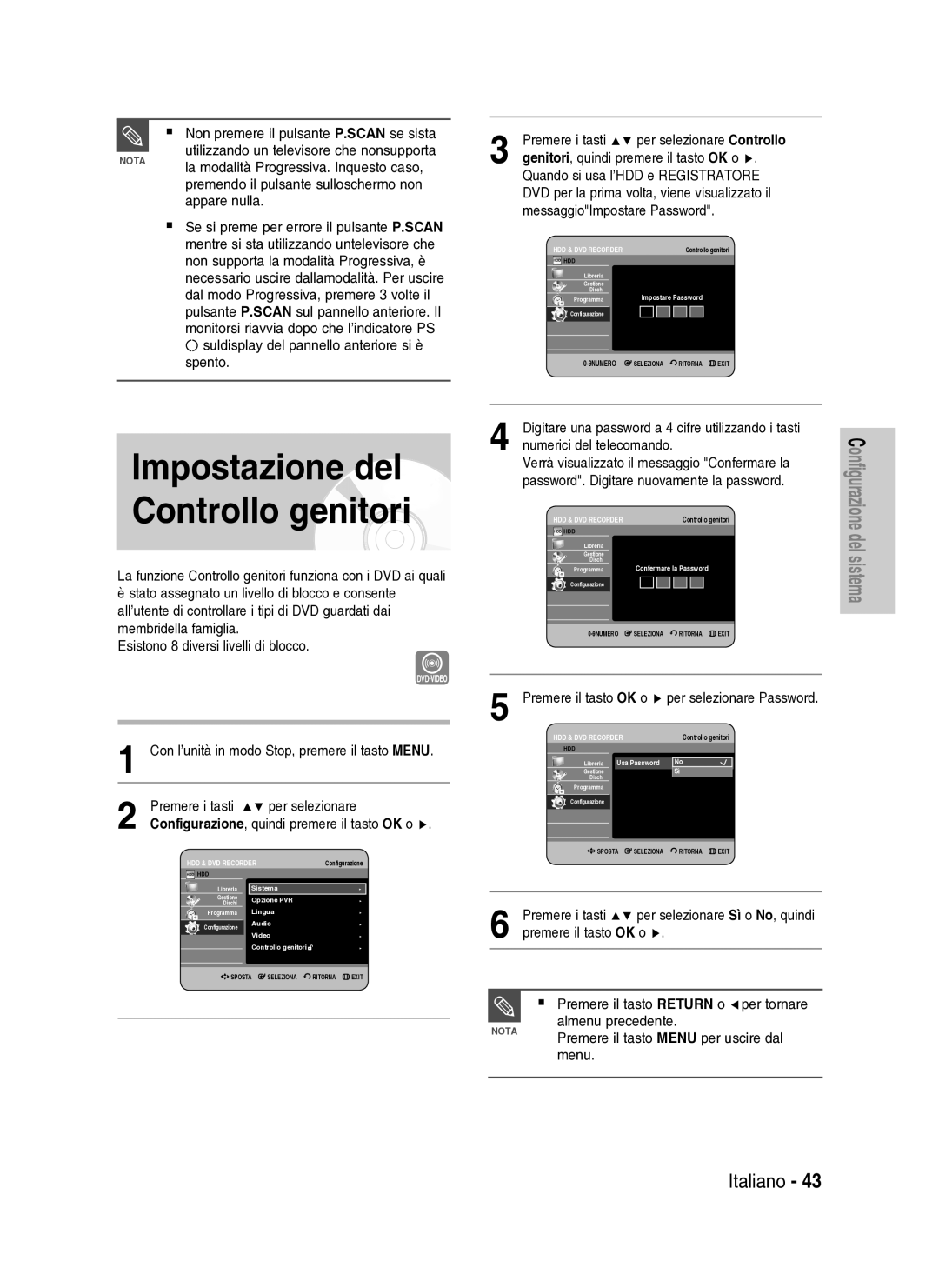 Samsung DVD-HR737/XET Appare nulla, Suldisplay del pannello anteriore si è spento, Genitori, quindi premere il tasto OK o 