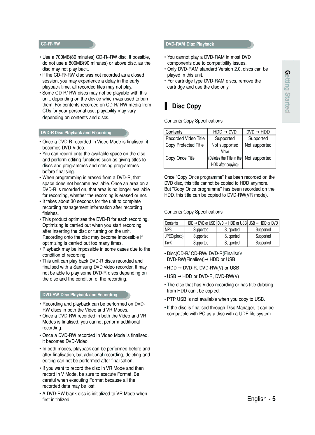 Samsung DVD-HR738 instruction manual Disc Copy 