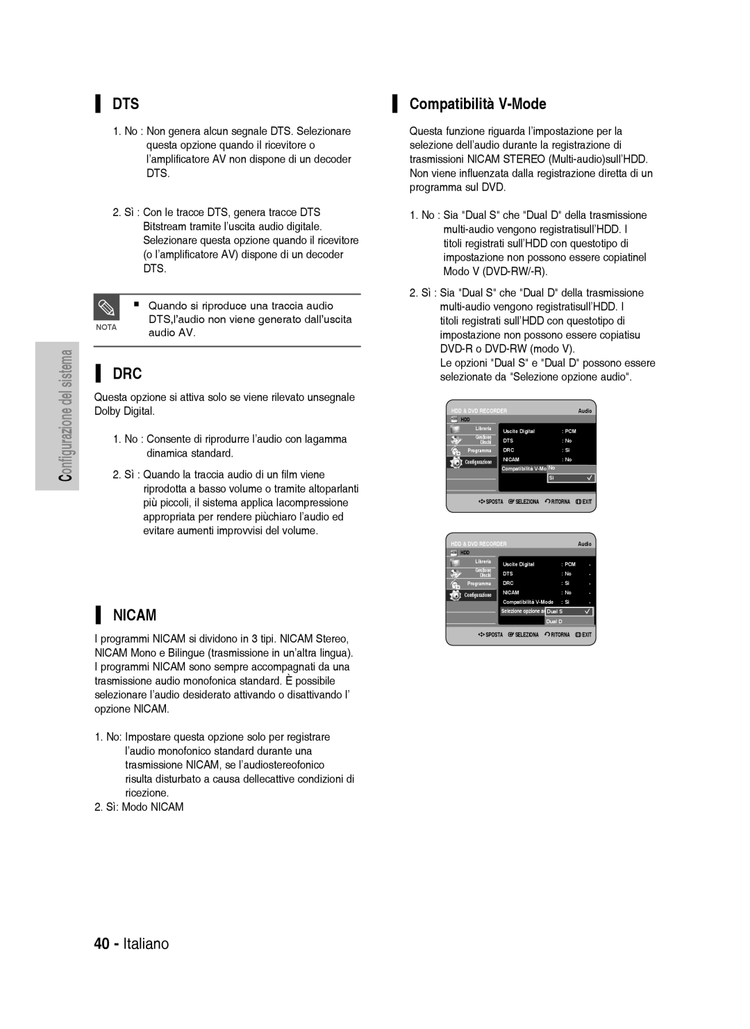 Samsung DVD-HR738/XEF, DVD-HR738/XET manual Compatibilità V-Mode 