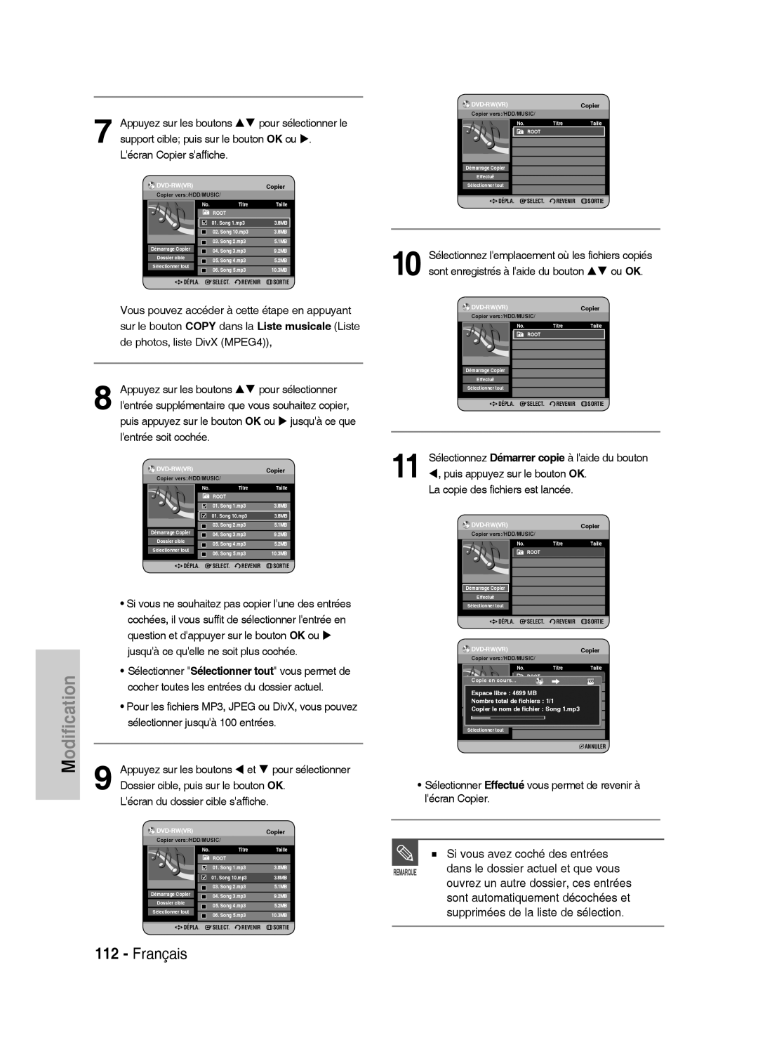 Samsung DVD-HR738/XEF manual Question et dappuyer sur le bouton OK ou, Jusquà ce quelle ne soit plus cochée 