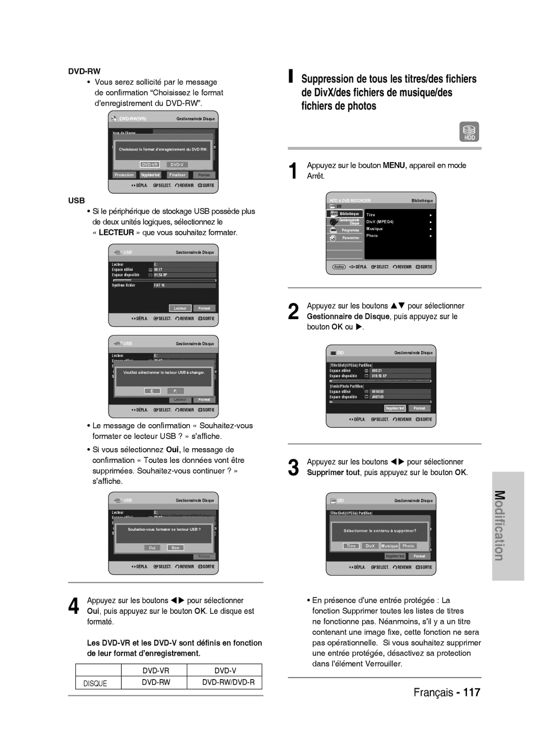 Samsung DVD-HR738/XEF manual Not Protected, Lecteur Espace utilisé 0017, Systéme fichier FAT, Espace utilisé 00021 