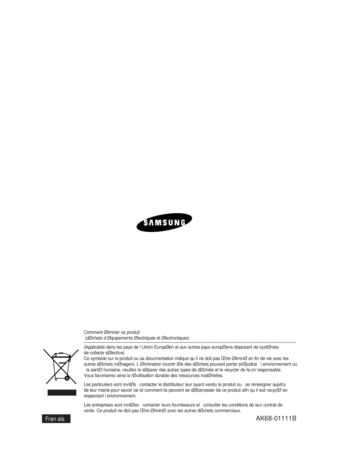 Samsung DVD-HR738/XEF manual AK68-01111B 