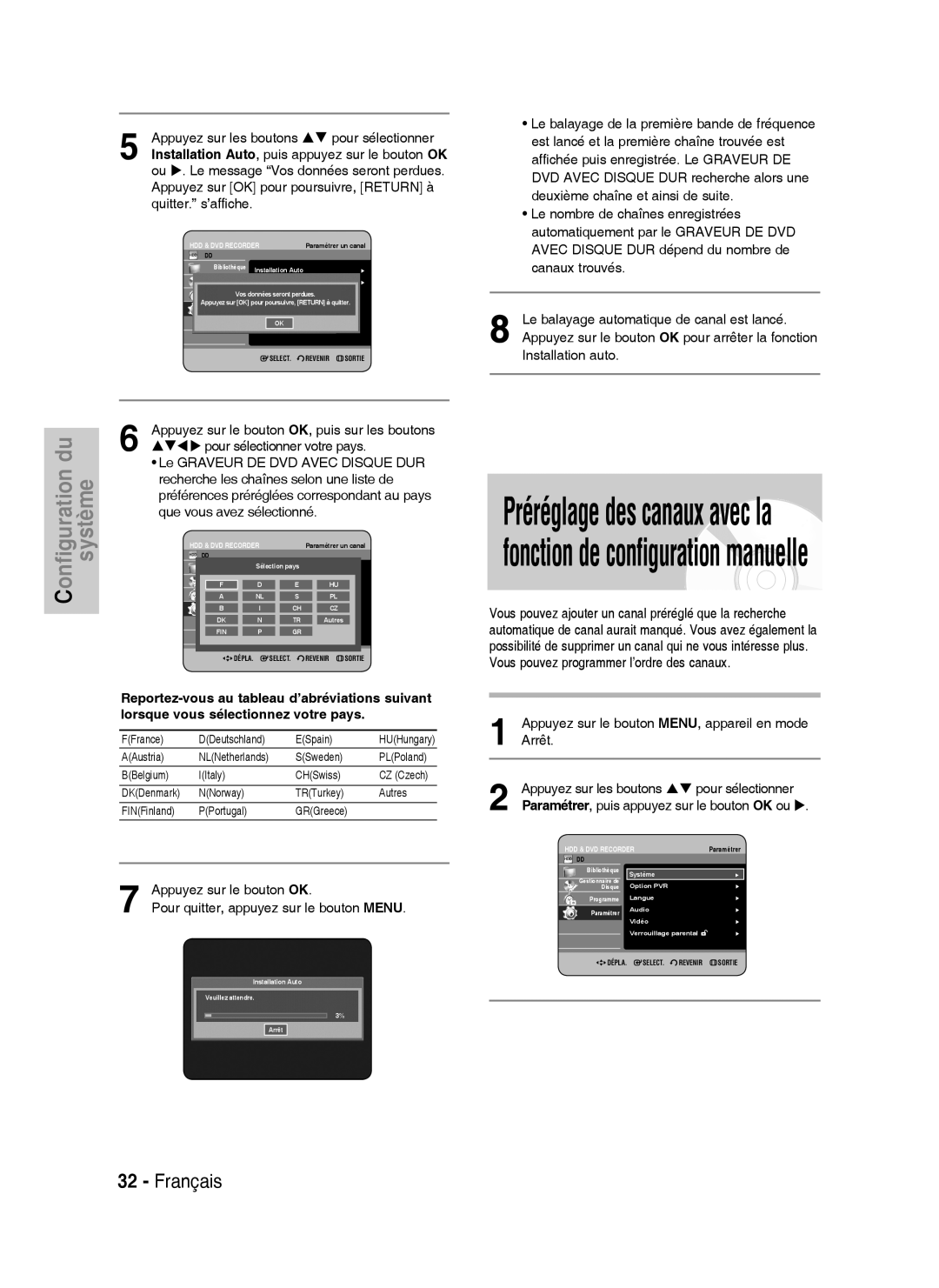 Samsung DVD-HR738/XEF manual Appuyez sur le bouton OK, puis sur les boutons 