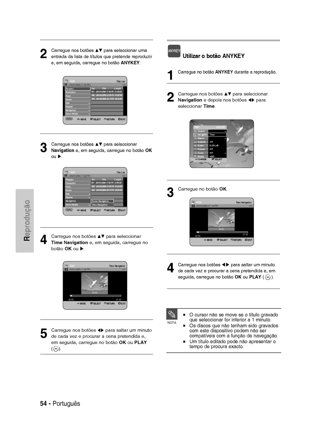 Samsung DVD-HR733/XEG, DVD-HR738/XEG manual Que seleccionar for inferior a 1 minuto, Com este dispositivo podem não ser 