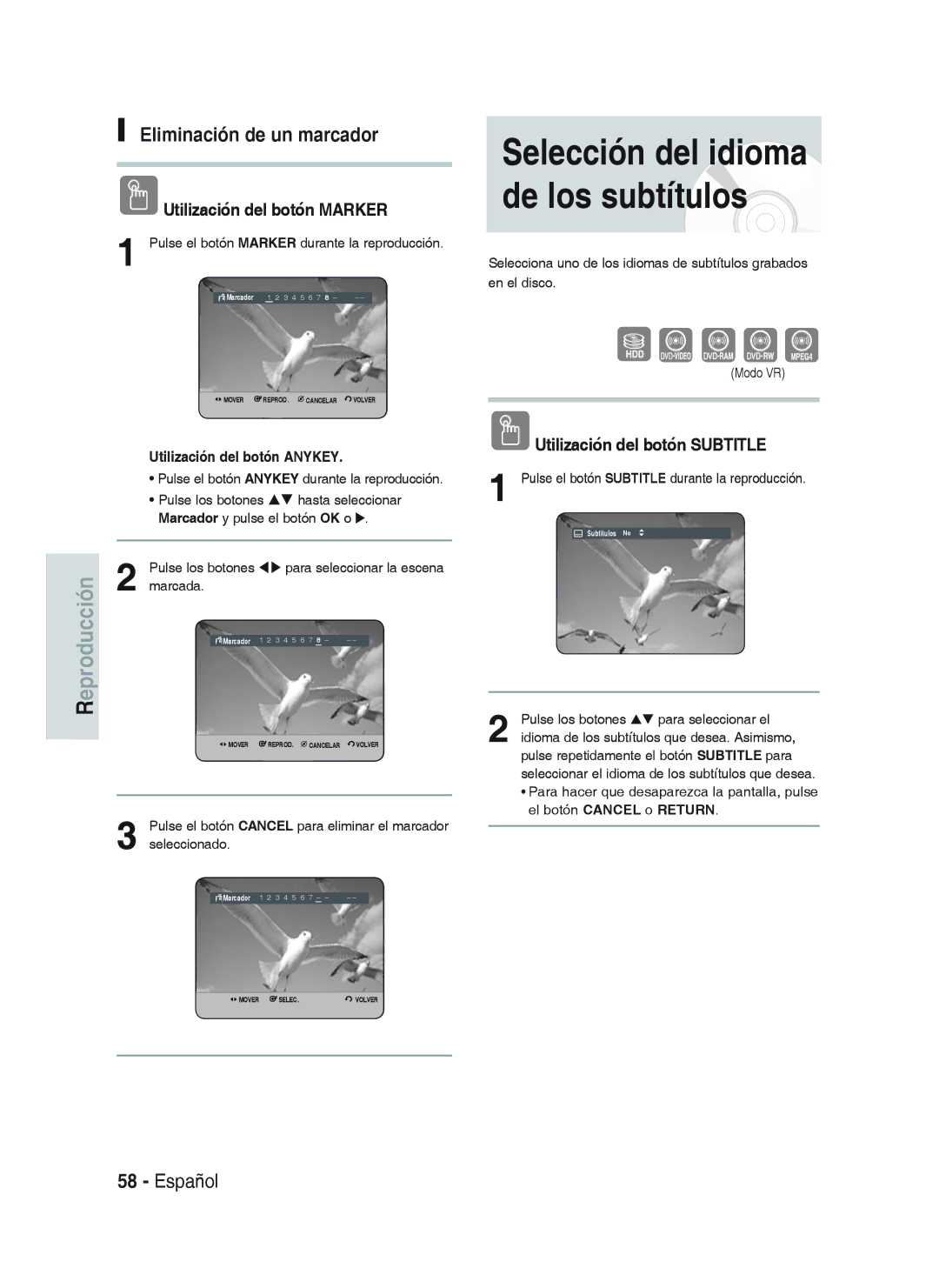 Samsung DVD-HR733/EUR, DVD-HR738/XEG Selección del idioma de los subtítulos, Utilización del botón Subtitle, Seleccionado 