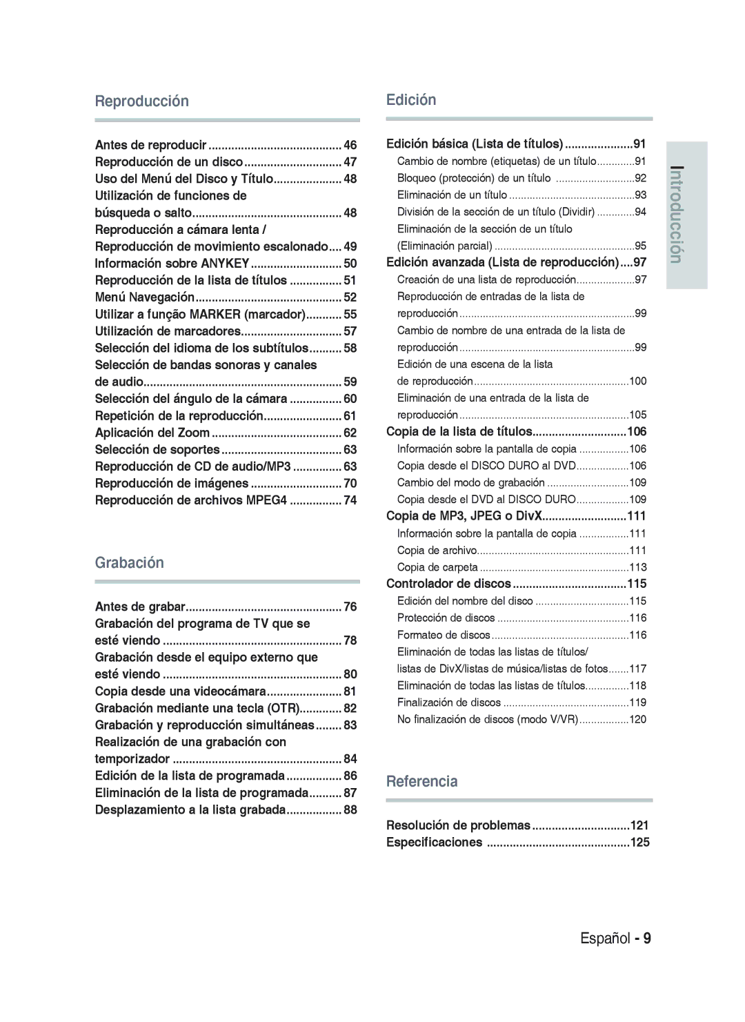 Samsung DVD-HR733/XEH Utilización de funciones de, Reproducción a cámara lenta, Selección de bandas sonoras y canales, 121 