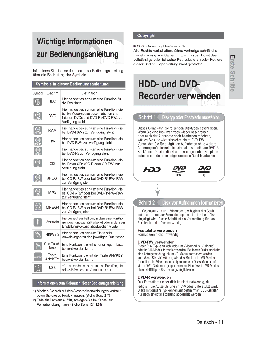 Samsung DVD-HR738/XEB Begriff Definition, Die Festplatte, Bei im Videomodus beschriebenen und, Verfügung steht, Vorsicht 