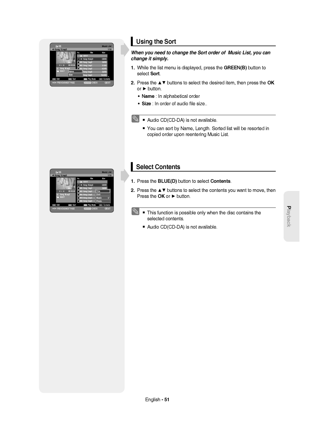 Samsung DVD-HR750/XEH, DVD-HR750/AUS, DVD-HR750/EUR, DVD-HR750/XEC manual Using the Sort, Select Contents 