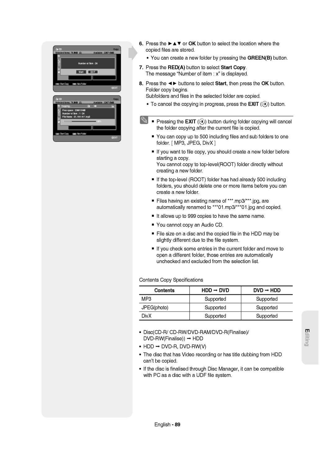 Samsung DVD-HR750/EUR, DVD-HR750/AUS manual Hdd Hdd Dvd-R, Dvd-Rwv, DiscCD-R/ CD-RW/DVD-RAM/DVD-RFinalise DVD-RWFinalise 