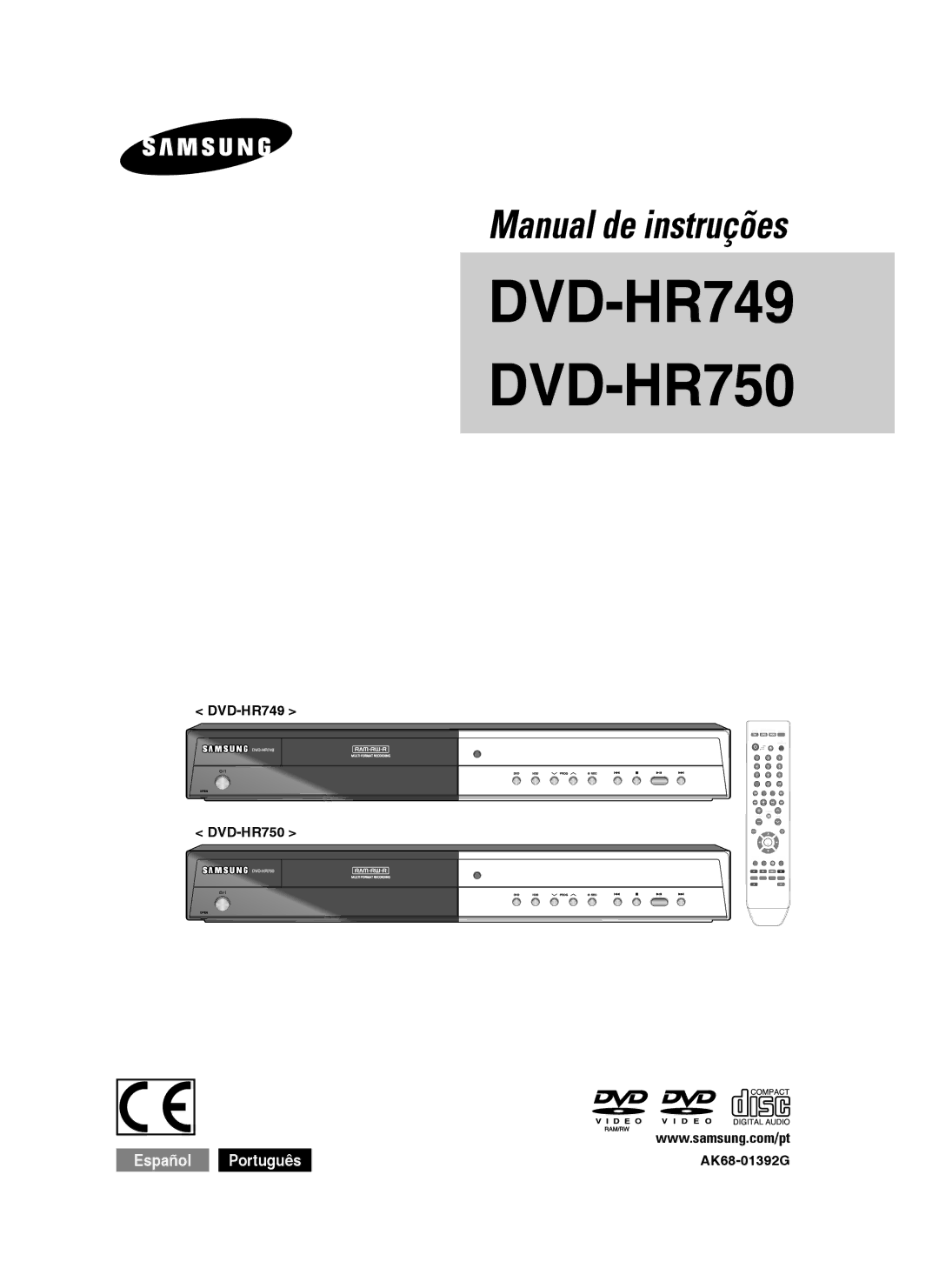 Samsung DVD-HR749/XEC, DVD-HR750/EUR, DVD-HR750/XEC manual DVD-HR749 DVD-HR750 