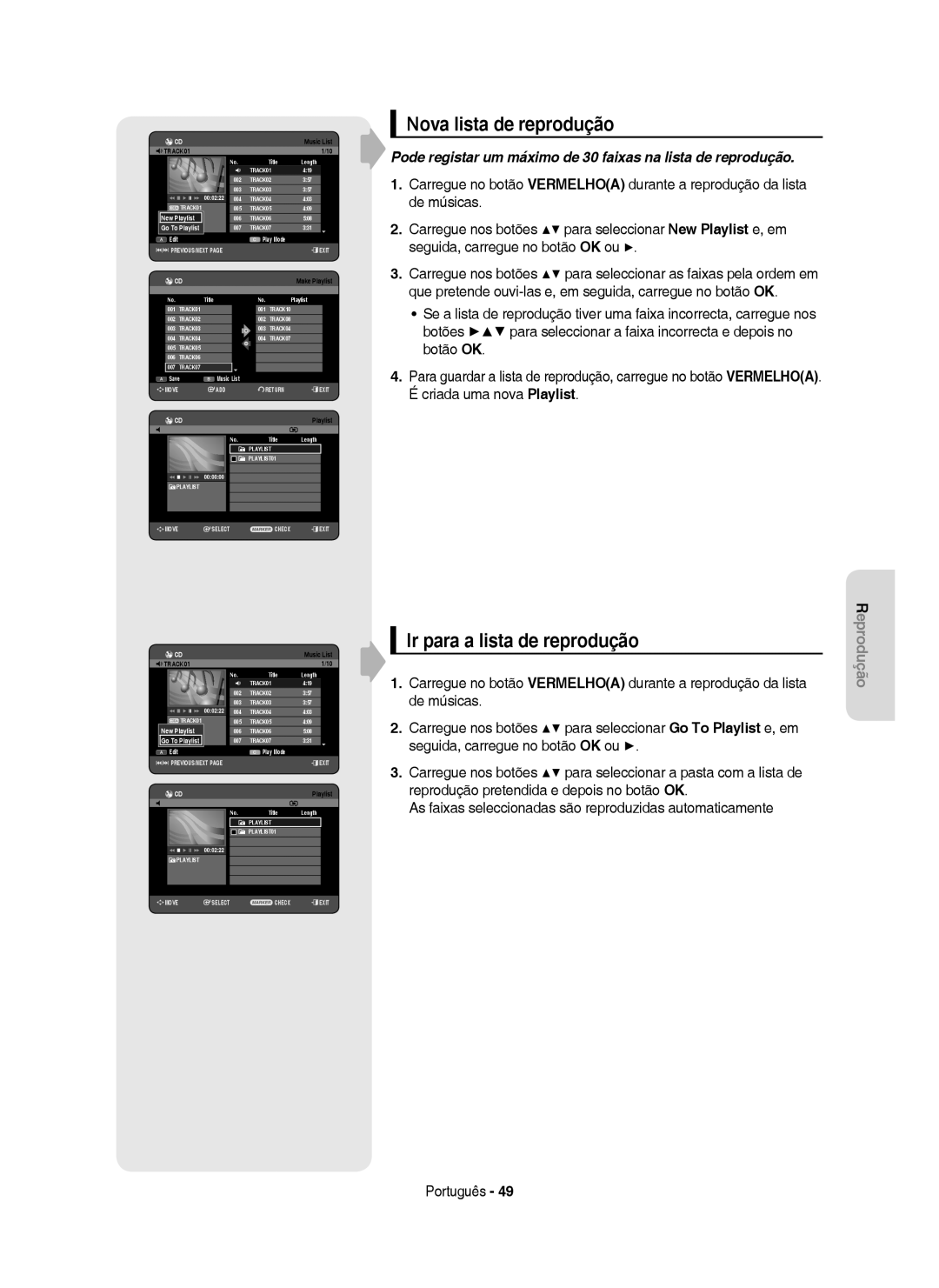 Samsung DVD-HR749/XEC, DVD-HR750/EUR, DVD-HR750/XEC manual Nova lista de reprodução, Ir para a lista de reprodução, Playlist 