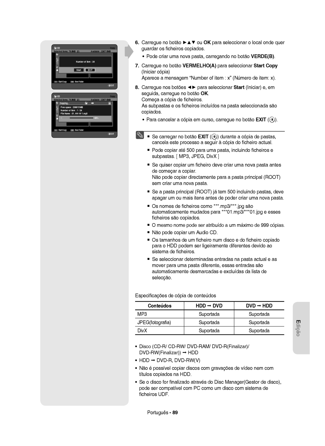 Samsung DVD-HR750/XEC, DVD-HR750/EUR, DVD-HR749/XEC manual JPEGfotograﬁa, Disco CD-R/ CD-RW/ DVD-RAM/ DVD-RFinalizar 