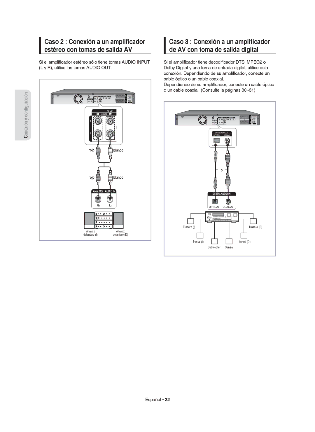 Samsung DVD-HR749/XEC, DVD-HR750/EUR, DVD-HR750/XEC manual Conﬁguración Conexión y 