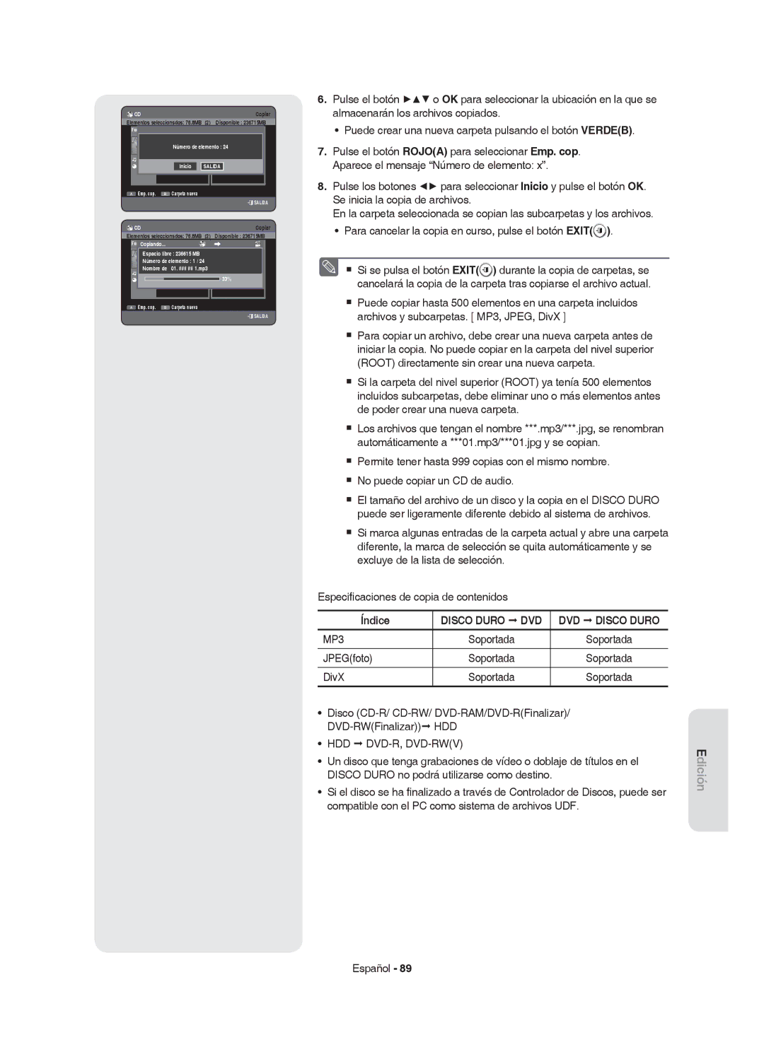 Samsung DVD-HR750/XEC, DVD-HR750/EUR, DVD-HR749/XEC manual JPEGfoto, Salida 