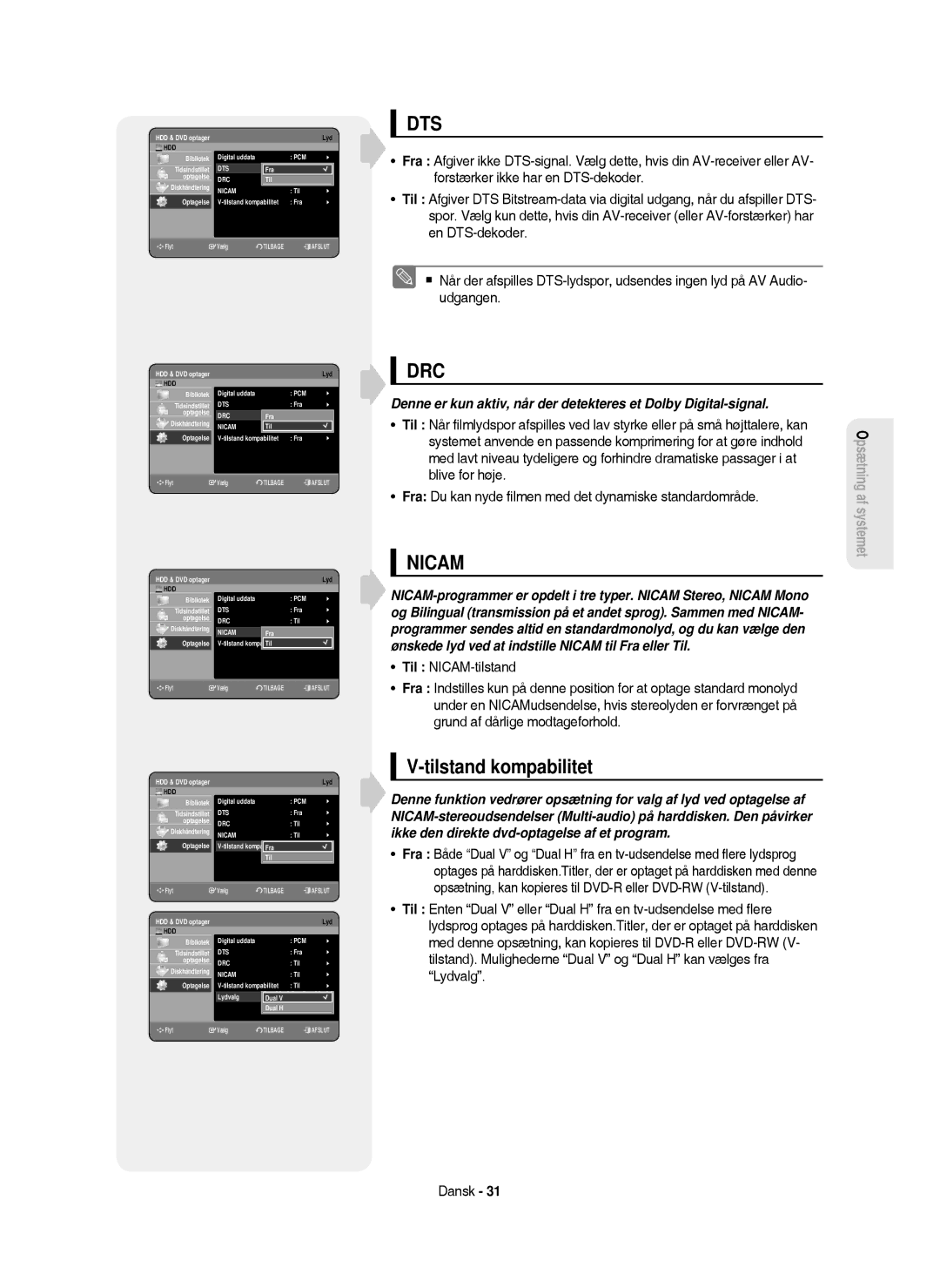 Samsung DVD-HR750/XEE manual Tilstand kompabilitet 