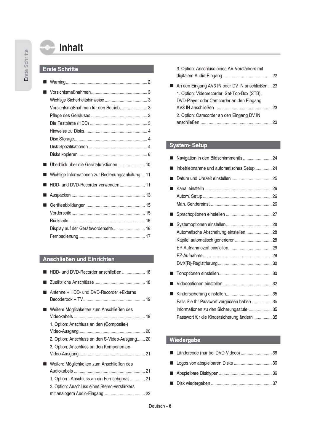 Samsung DVD-HR750/XEG, DVD-HR750/XEB manual Option Anschluss an den Komponenten, Option Anschluss eines Stereo-verstärkers 