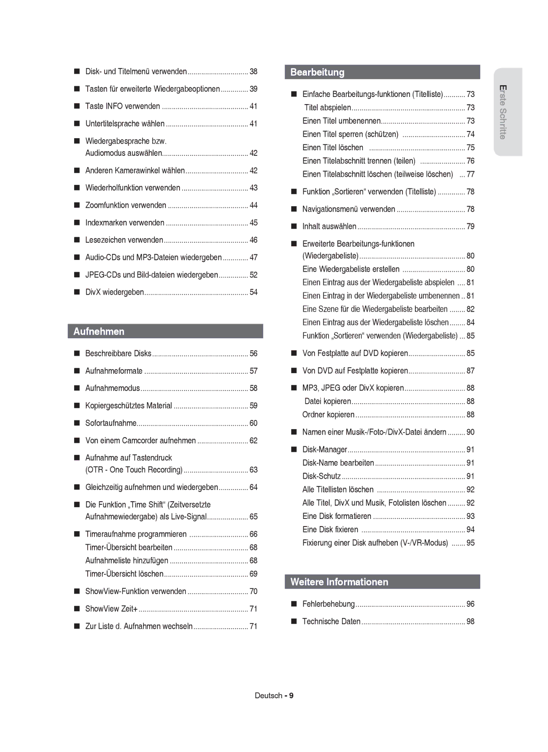 Samsung DVD-HR750/XEB, DVD-HR750/XEG, DVD-HR750/AUS, DVD-HR749/XEG manual Eine Wiedergabeliste erstellen, Datei kopieren 