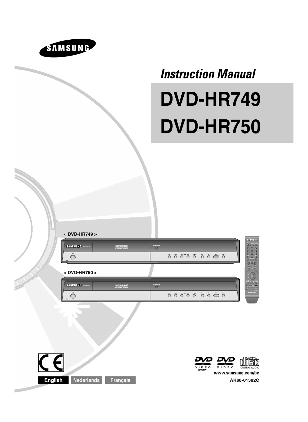 Samsung DVD-HR750/XEB, DVD-HR750/XEG, DVD-HR750/AUS manual DVD-HR749 DVD-HR750 