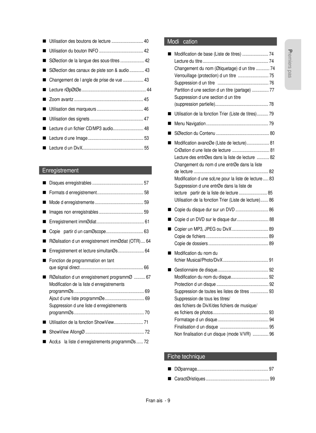 Samsung DVD-HR750/AUS, DVD-HR750/XEG manual  Fonction de programmation en tant, Modification de la liste d’enregistrements 