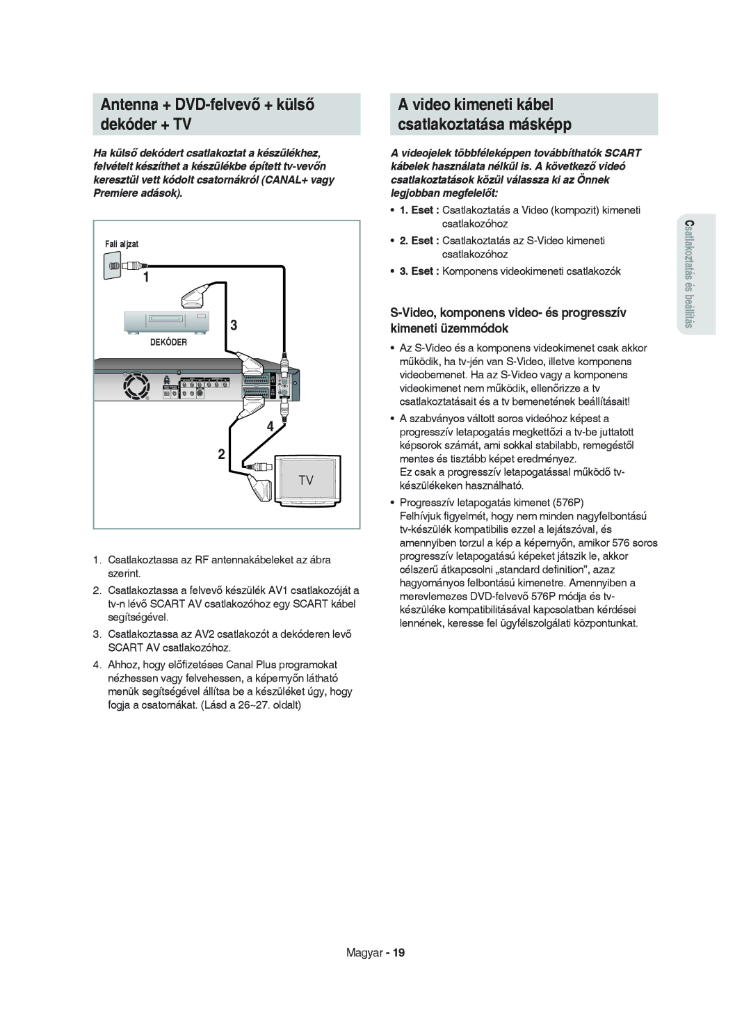 Samsung DVD-HR750/XEH manual Video, komponens video- és progresszív, Kimeneti üzemmódok 