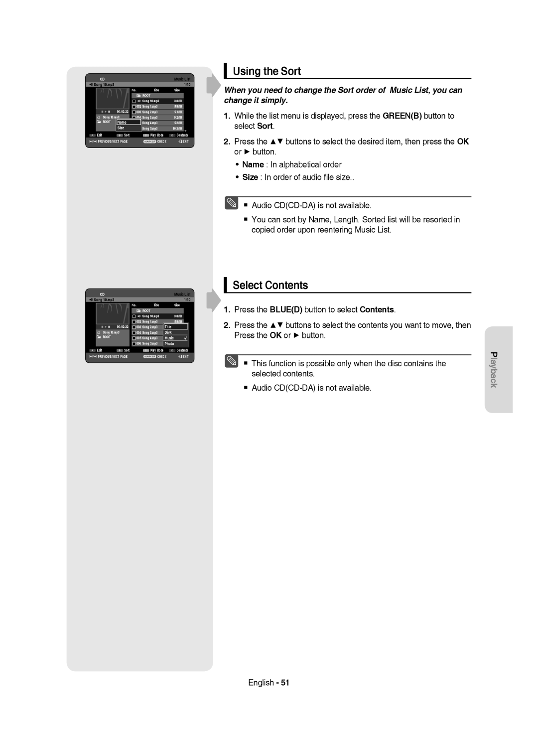 Samsung DVD-HR750/XEH manual Using the Sort, Select Contents 