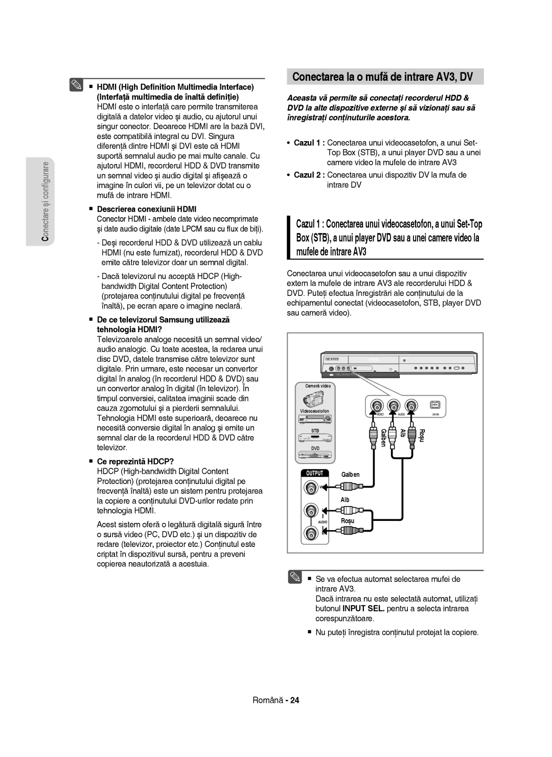 Samsung DVD-HR755/AUS Conectarea la o mufă de intrare AV3, DV,  De ce televizorul Samsung utilizează tehnologia HDMI? 