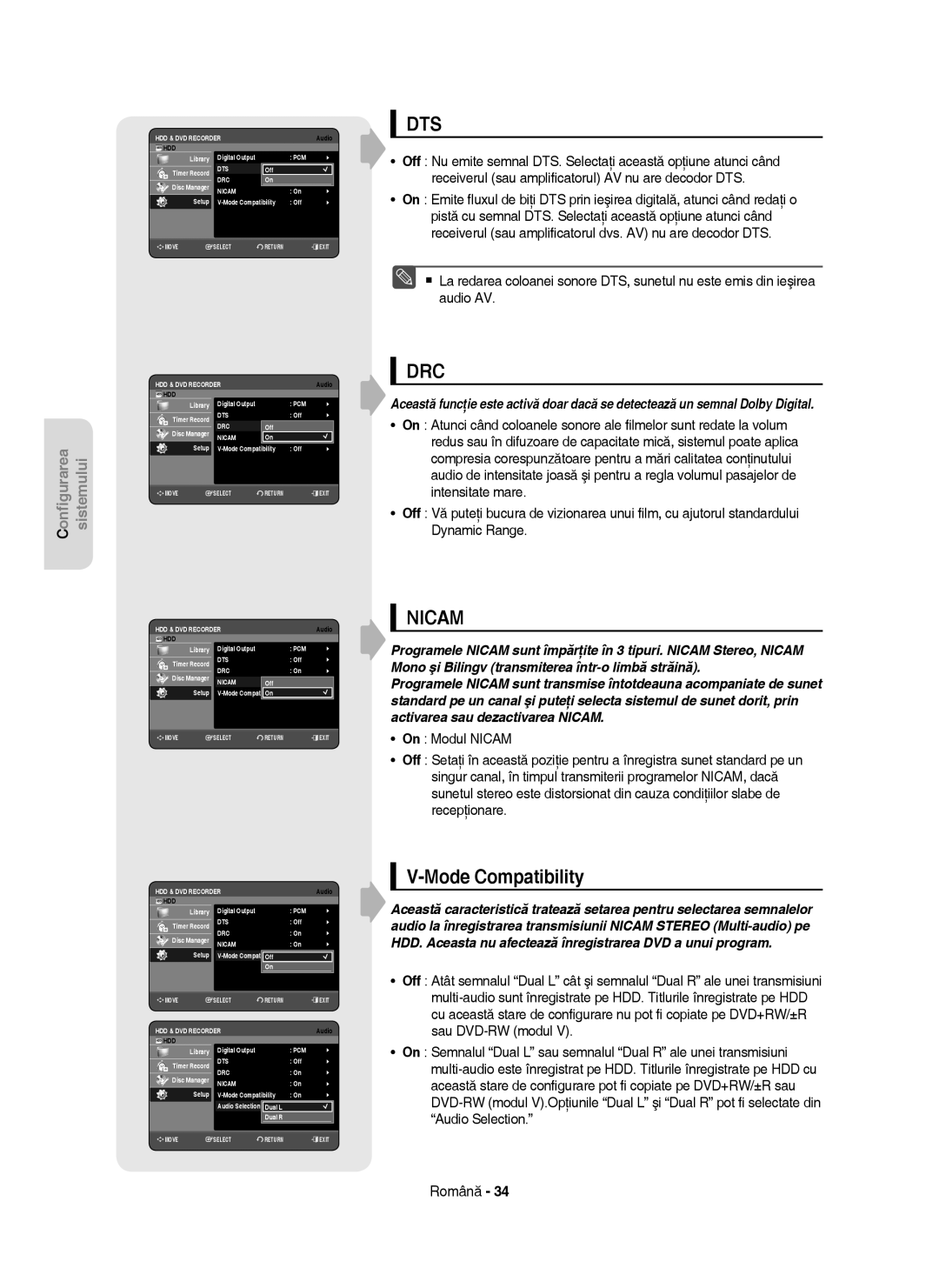 Samsung DVD-HR753/EUR, DVD-HR755/AUS, DVD-HR755/EUR manual Dts, Mode Compatibility 