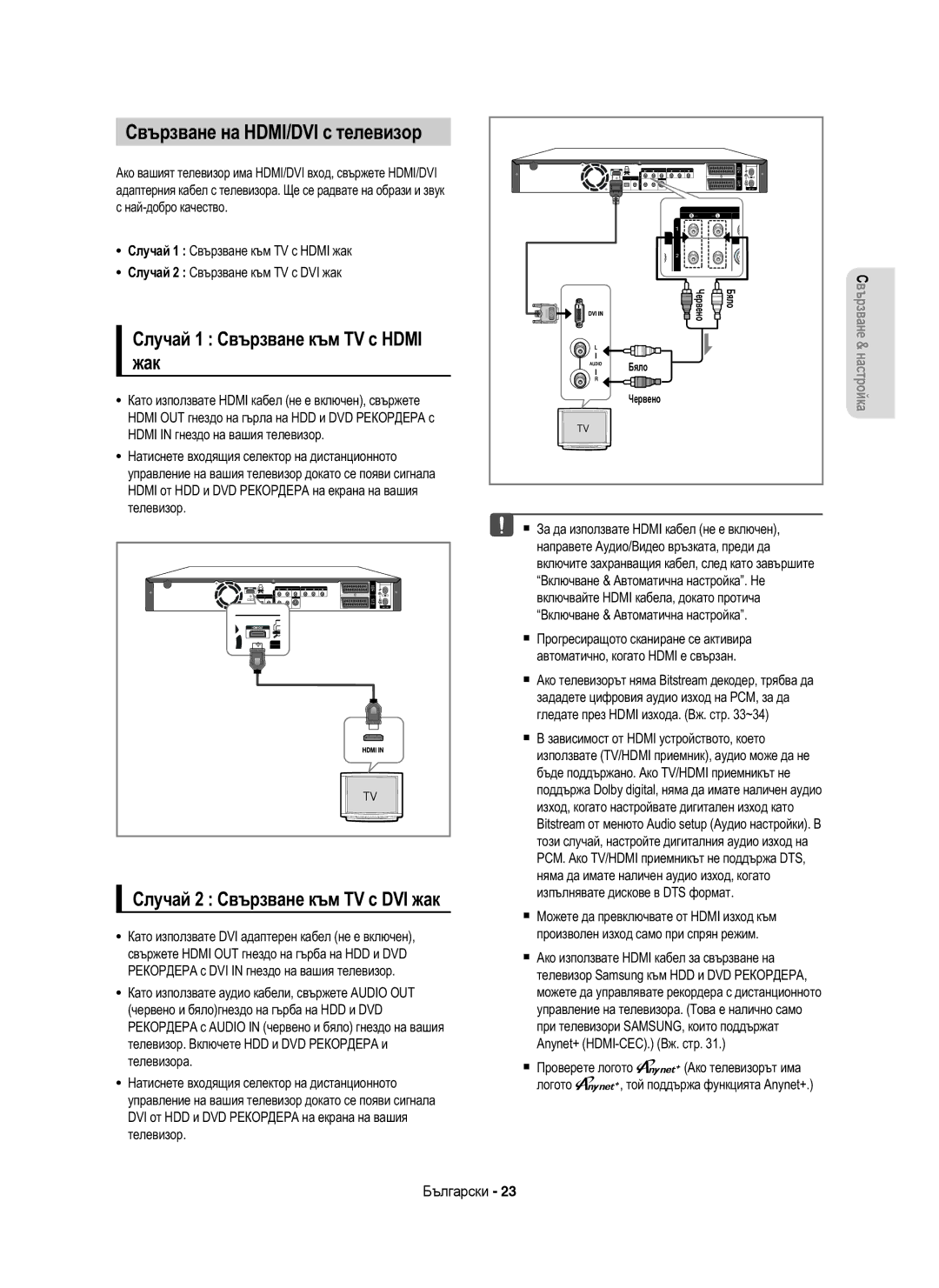 Samsung DVD-HR755/EUR, DVD-HR755/AUS manual Свързване на HDMI/DVI с телевизор, Случай 1 Свързване към TV с Hdmi, Жак 