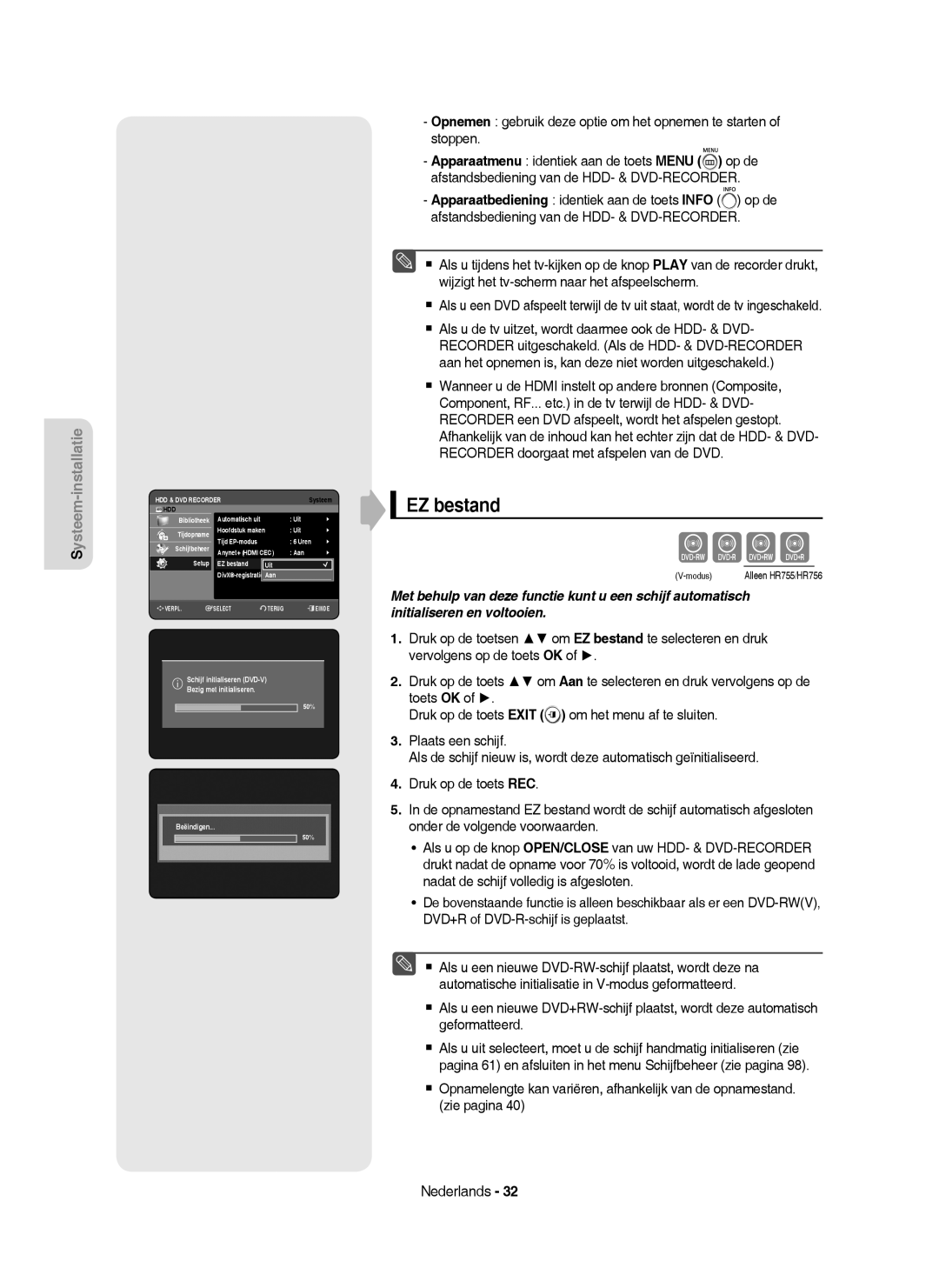 Samsung DVD-HR753/XEG, DVD-HR755/AUS EZ bestand, Automatisch uit Uit Bibliotheek Tijdopname Hoofdstuk maken, Beëindigen 