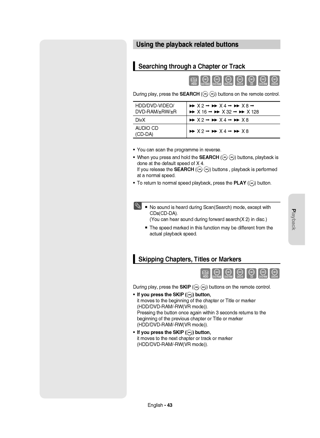 Samsung DVD-HR755/XEB manual Szxcvbkl, Sxcvbkl, Using the playback related buttons, Searching through a Chapter or Track 