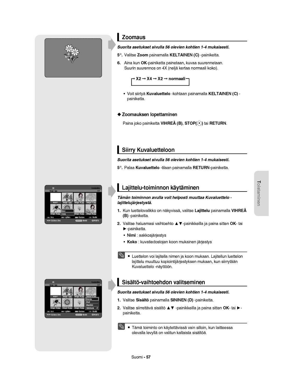 Samsung DVD-HR753/XEE, DVD-HR756/XEE manual Zoomaus, Siirry Kuvaluetteloon, Zoomauksen lopettaminen, X2 X4 X2 normaali 