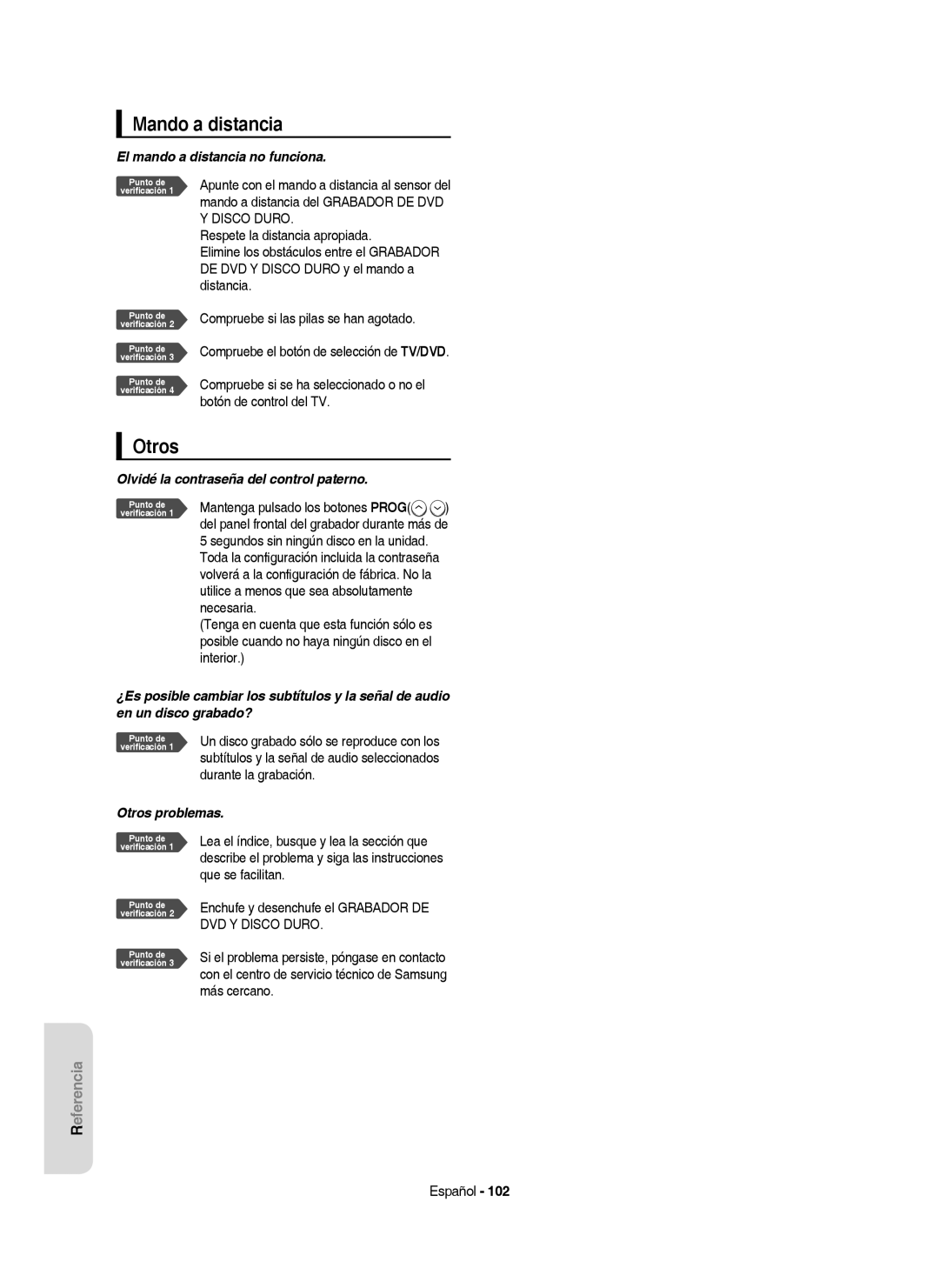 Samsung DVD-HR757/XEC manual Mando a distancia, Otros 