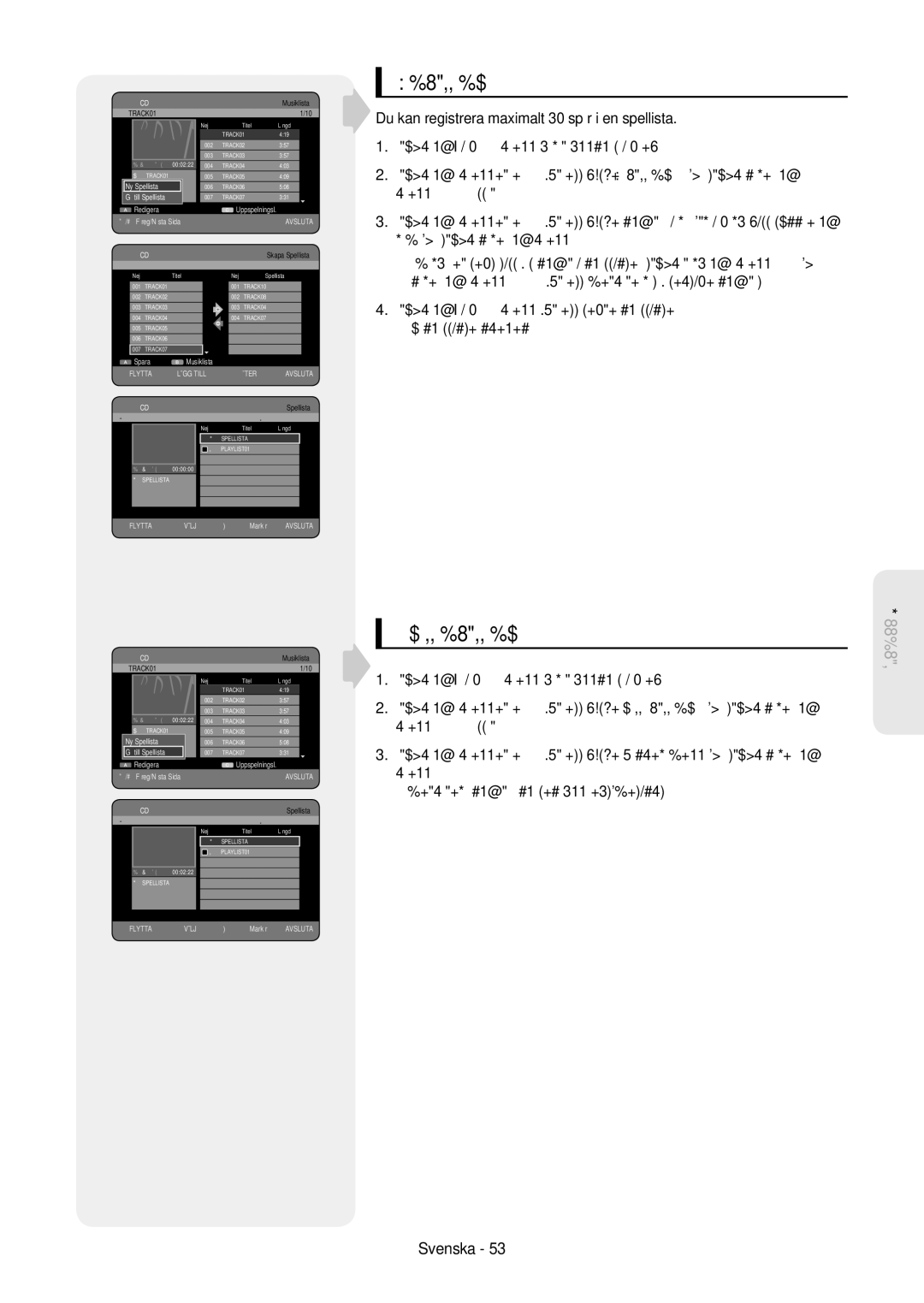 Samsung DVD-HR757/XEE Ny spellista, Gå till spellistan, Du kan registrera maximalt 30 spår i en spellista, Till Spellista 