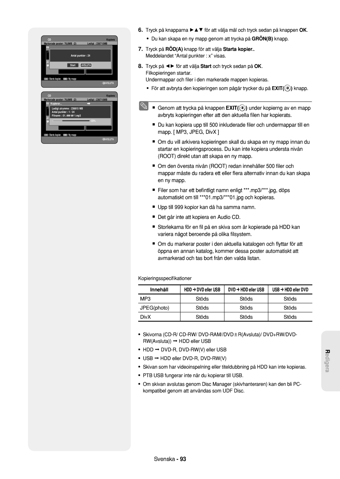 Samsung DVD-HR757/XEE manual Stöds 