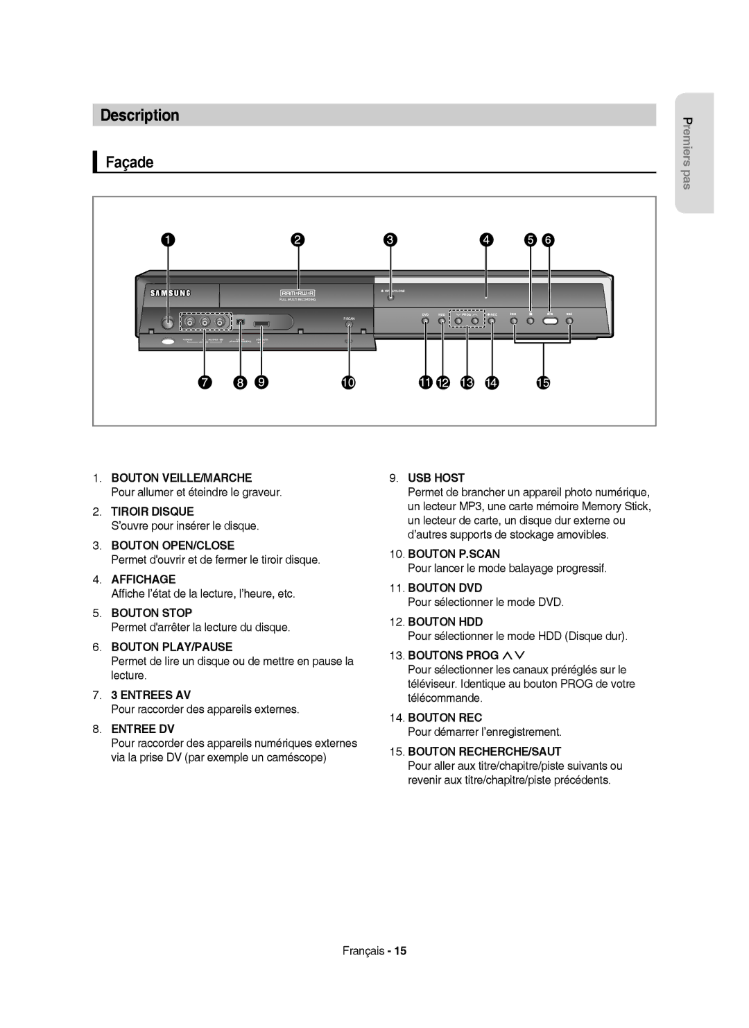 Samsung DVD-HR757/XEF Pour allumer et éteindre le graveur, ’ouvre pour insérer le disque, Pour sélectionner le mode DVD 