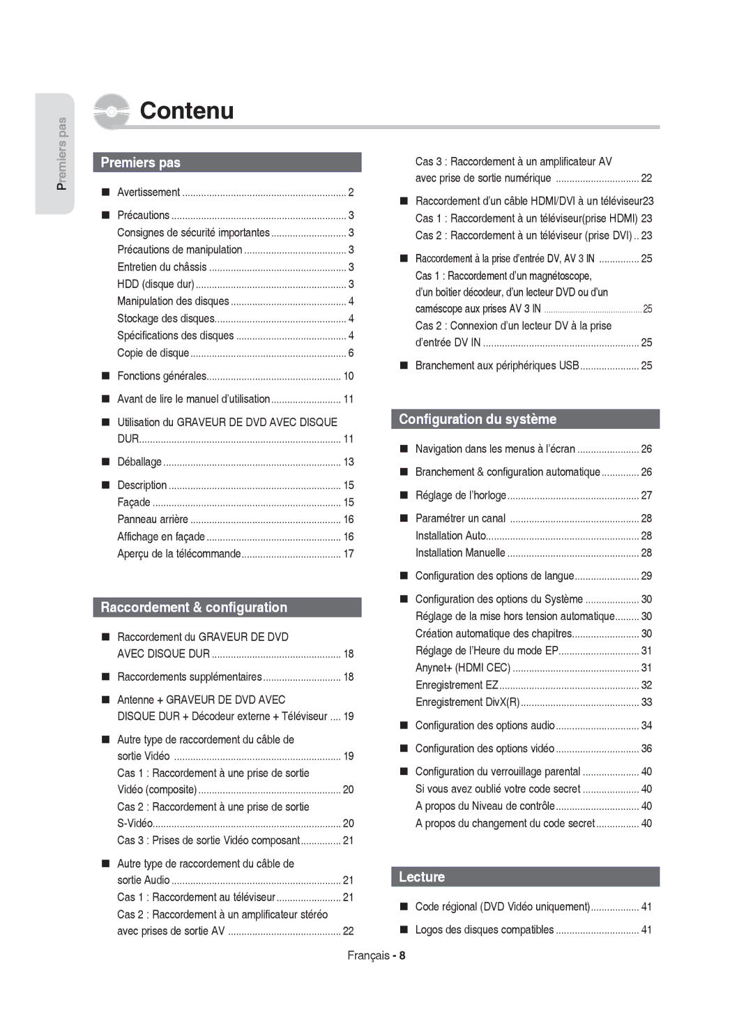 Samsung DVD-HR757/XEF manual  Utilisation du Graveur DE DVD Avec Disque,  Raccordement du Graveur DE DVD 