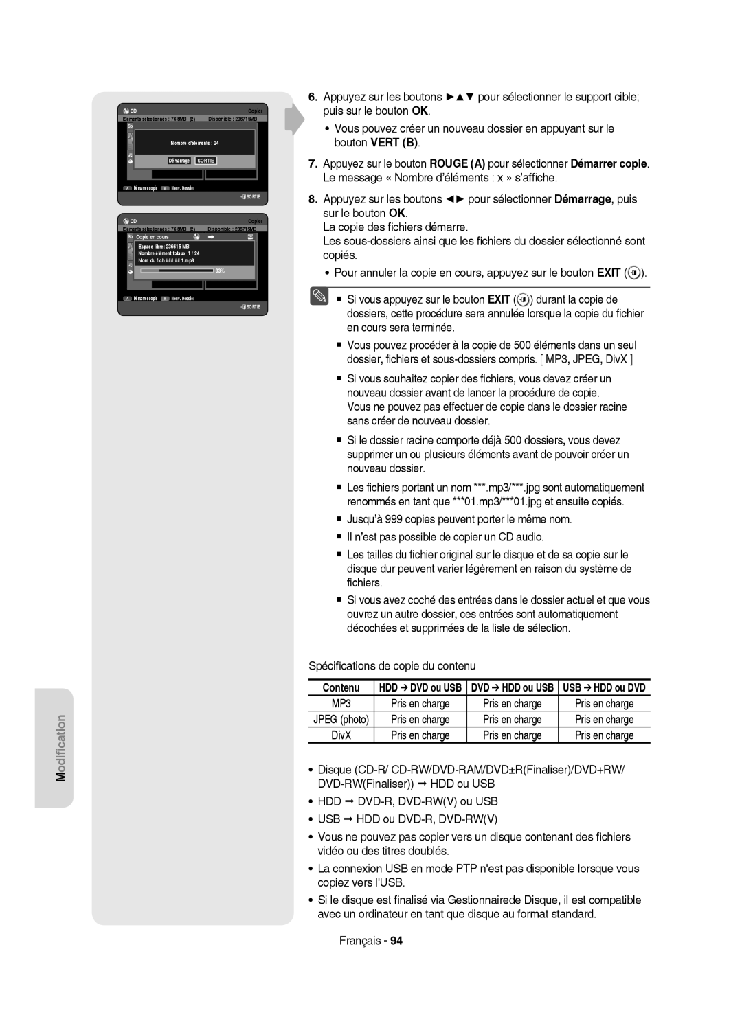 Samsung DVD-HR757/XEF manual Disque CD-R/ CD-RW/DVD-RAM/DVD±RFinaliser/DVD+RW, DVD-RWFinaliser HDD ou USB, Démarrage 