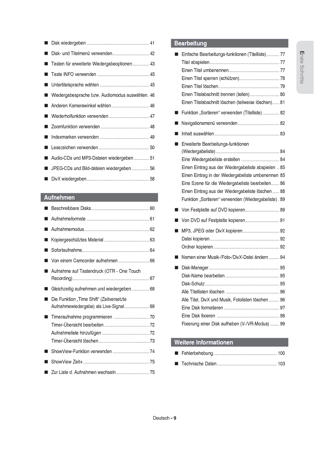 Samsung DVD-HR757/XEB, DVD-HR757/XEG manual Aufnehmen,  Wiedergabesprache bzw. Audiomodus auswählen 