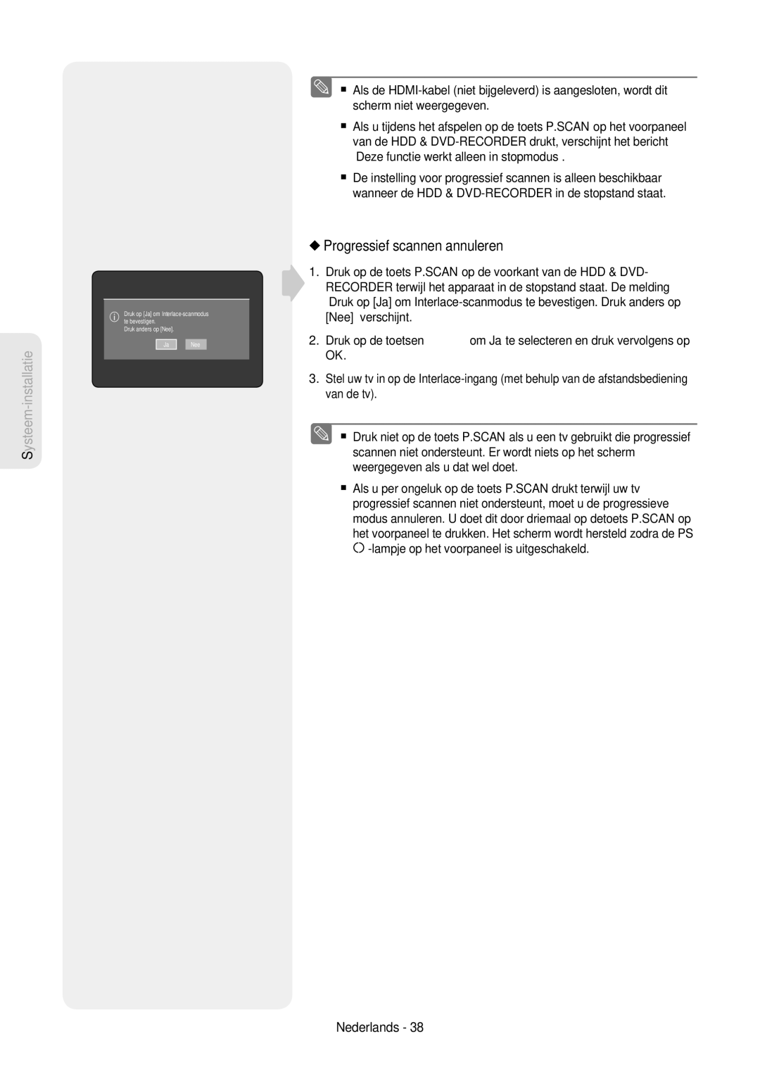 Samsung DVD-HR757/XEG, DVD-HR757/XEB manual Progressief scannen annuleren 