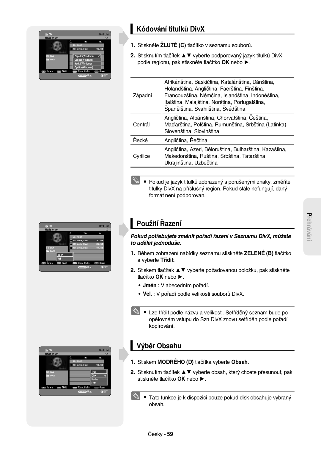 Samsung DVD-HR757/XEH manual Kódování titulků DivX, Slovenština, Slovinština, Řecké Angličtina, Řečtina 