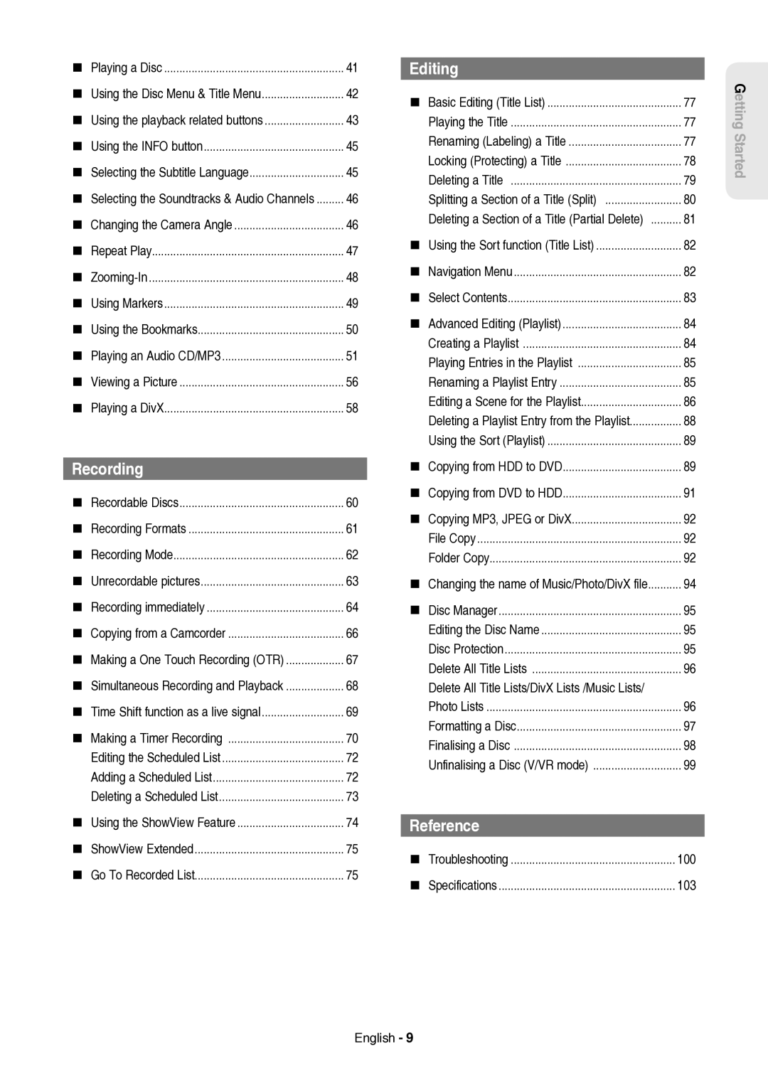 Samsung DVD-HR757/XEH manual Editing the Scheduled List, Deleting a Scheduled List, Playing Entries in the Playlist 