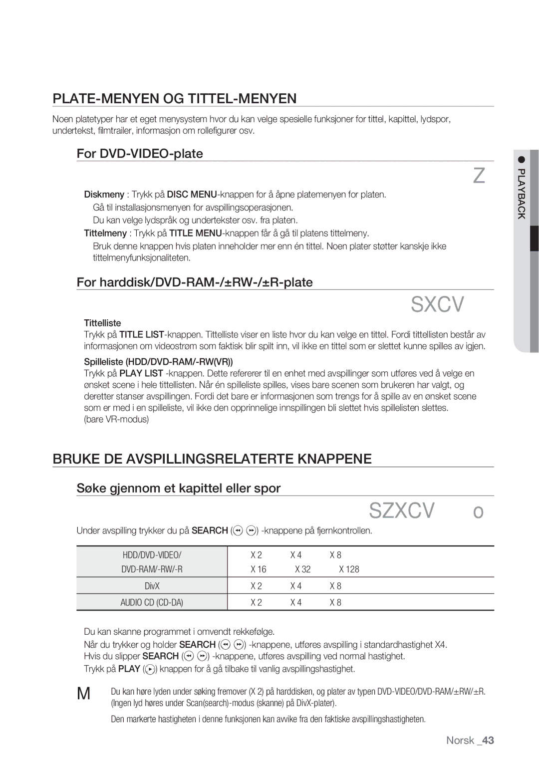 Samsung DVD-HR770/XEE manual Plate-Menyen Og Tittel-Menyen, Bruke DE Avspillingsrelaterte Knappene, For DVD-VIDEO-plate 