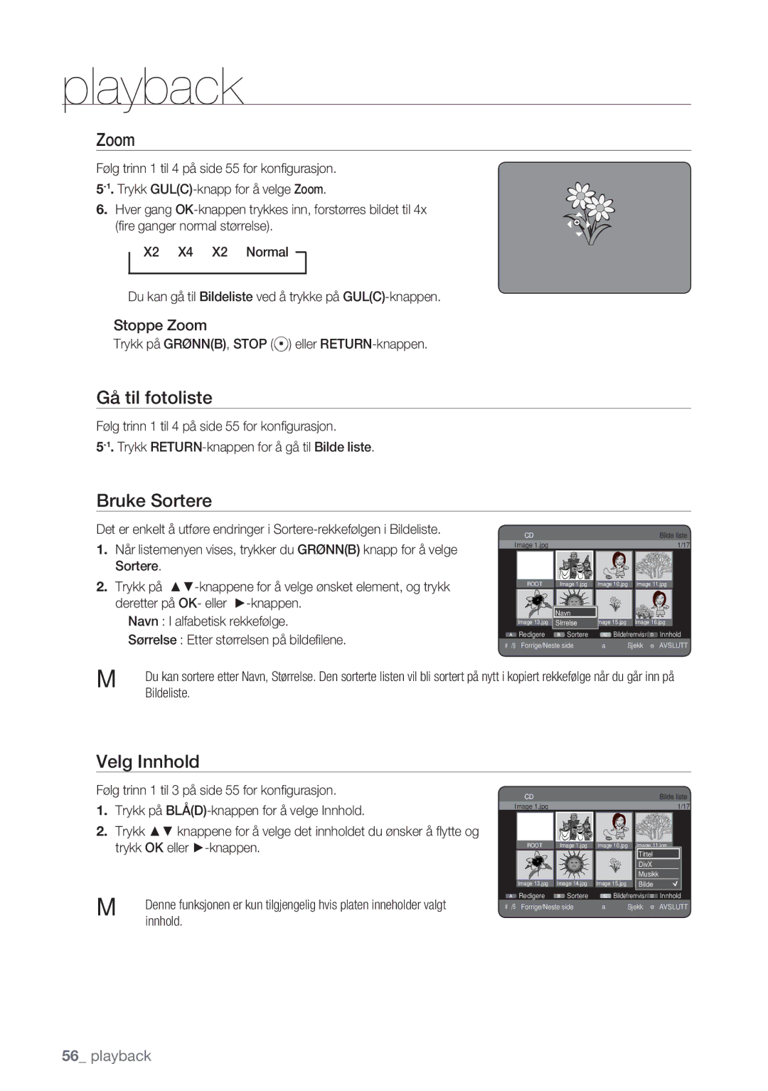 Samsung DVD-HR770/XEE manual Zoom, Gå til fotoliste 