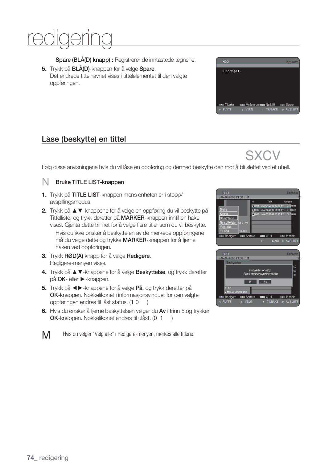 Samsung DVD-HR770/XEE manual Låse beskytte en tittel, OK-knappen. Nøkkelikonet endres til ulåst 