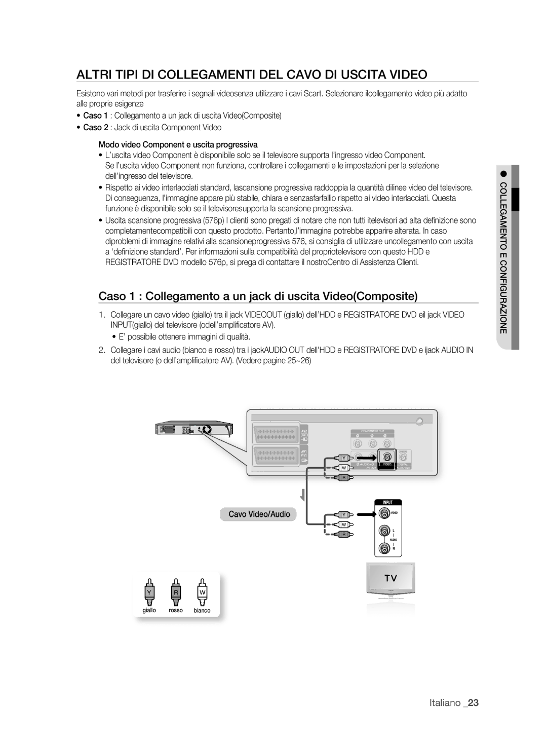 Samsung DVD-HR770/XET manual Altri Tipi DI Collegamenti DEL Cavo DI Uscita Video, ’ possibile ottenere immagini di qualità 