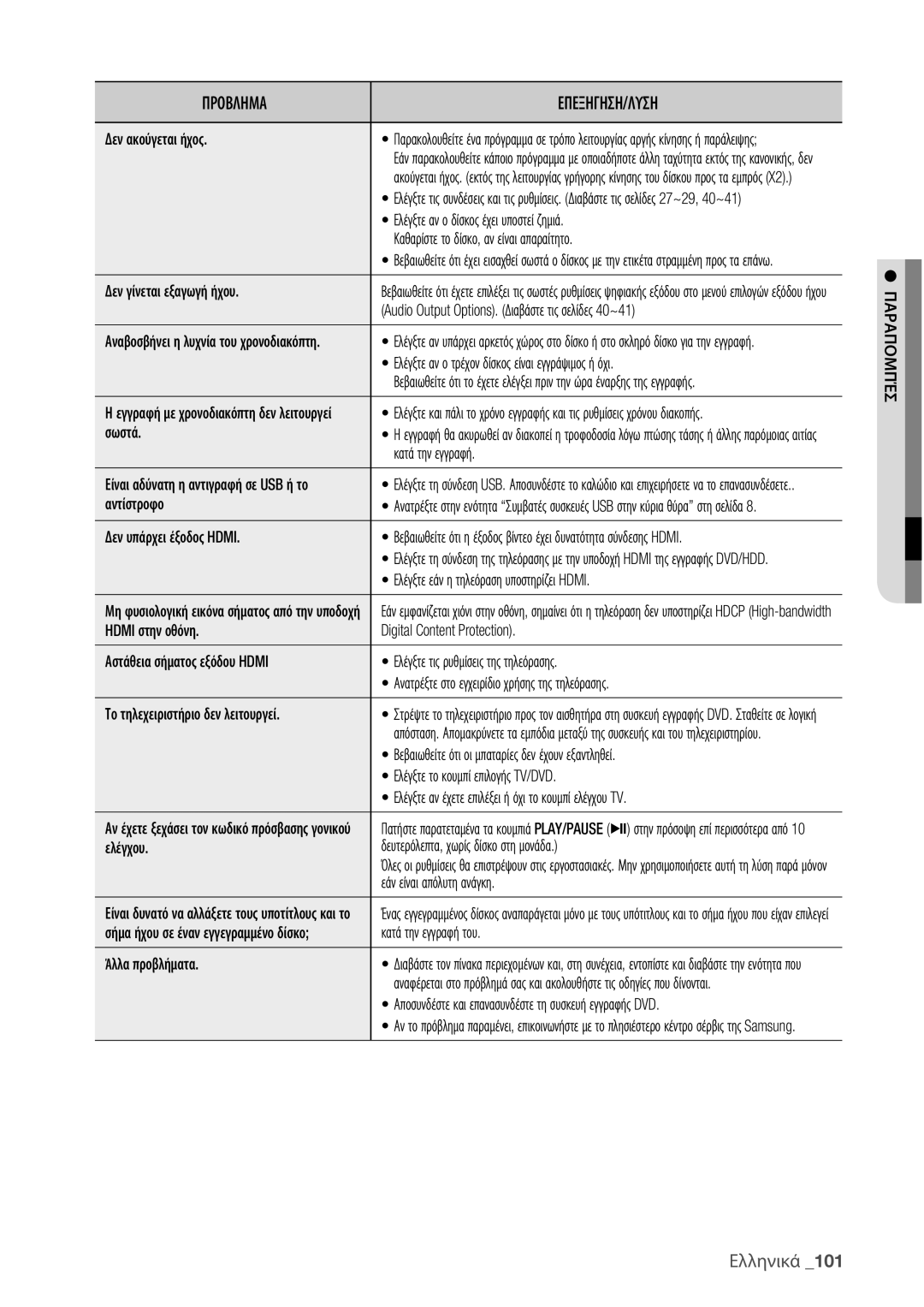 Samsung DVD-HR775/EDC, DVD-HR773/EDC manual Παραπομπέσ 