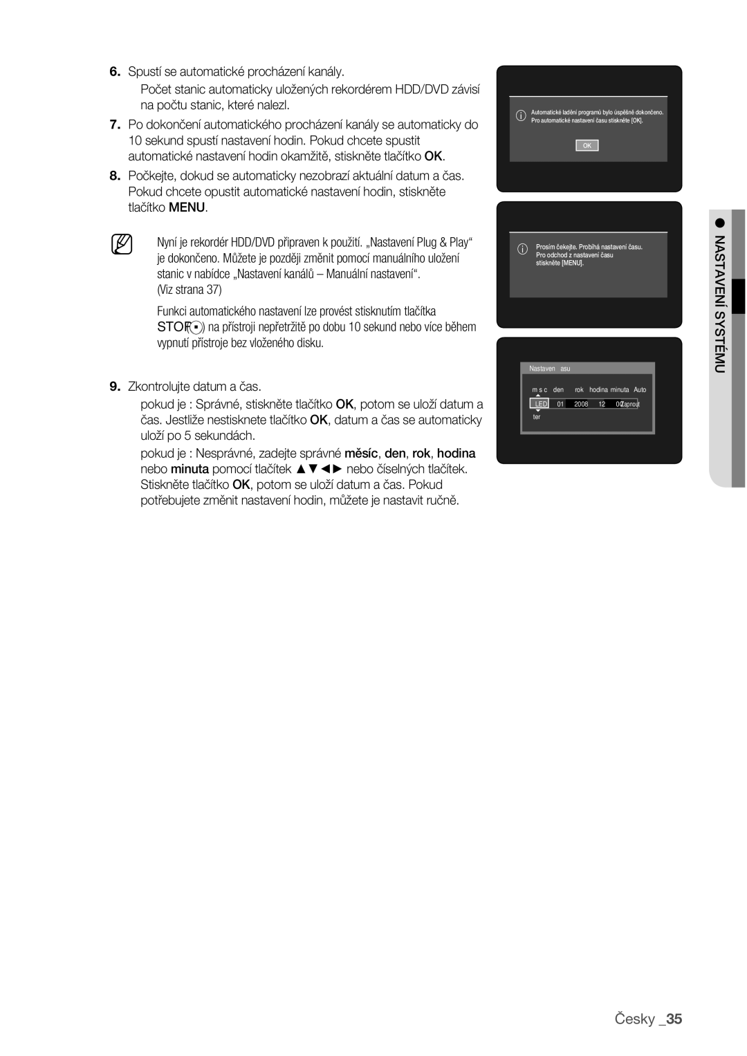 Samsung DVD-HR773/EDC manual Viz strana, Nastavení Systému 